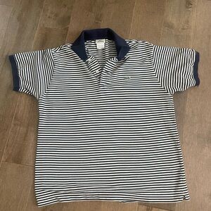 Lacoste 6 navy blue/white striped polo